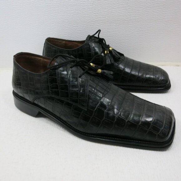 Ramo Alto Croco Print Square Toe Leather Dress Men's Footwear Oxfords Sz 12 M - Picture 6 of 6